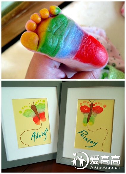 Rainbow Butterfly Footprint Art